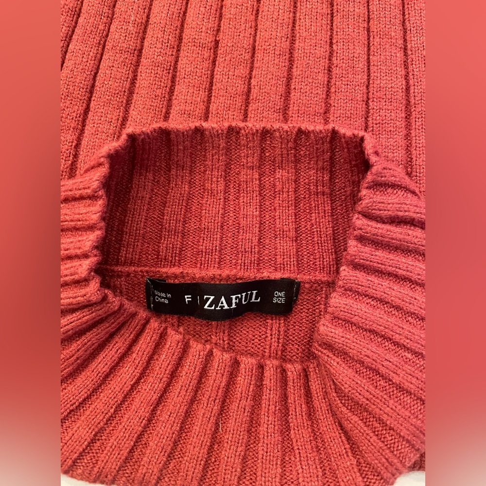 Rust Color Mock Turtleneck Cropped Sweater - image 2